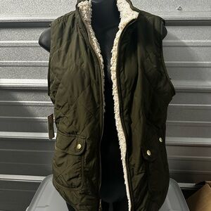 Olive Green Quilted Women's Vest